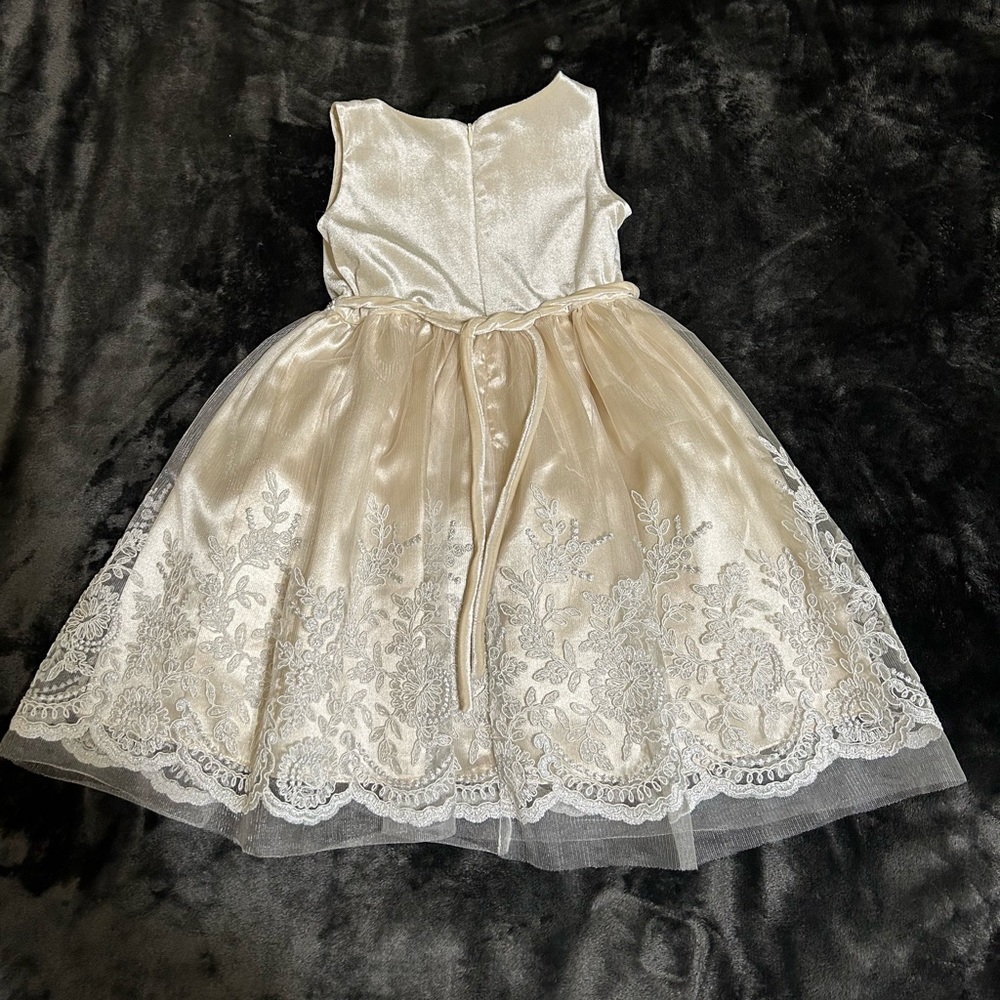 Youngland Cream and Silver Formal Kids Dress